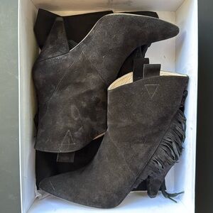 Anine Bing Irmelin Suede Western fringe boots| size EU 37/ Us7 | Black